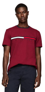 Tommy Hilfiger Mens Regular Fit Flag Embroidered Crew Neck T-Shirt Rouge XL