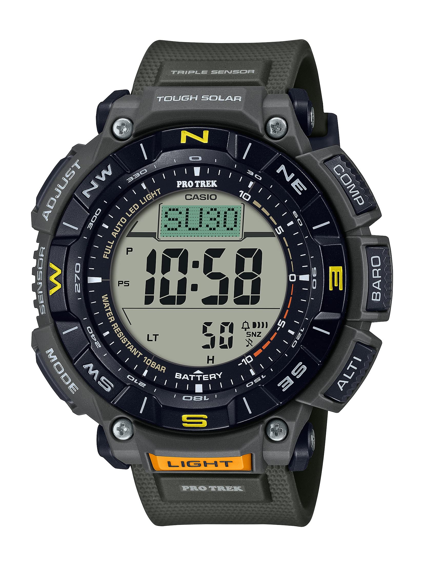 Casio PRG340 Series | Pro Trek | Green | 100 Meter Water Resistance | Compass | Alt/Baro-Thermo | Tough Solar Power | 1-100 SEC Stopwatch | Countdown Timer | World Time