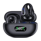 Open Ear Clip Wireless Earbuds Bluetooth 5.3 Sports Earphones Built-in Microphone with Earhooks & Ear Hook Wireless Charging Case & Display Waterproof Fitness Headphones for Running