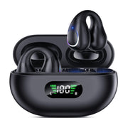 Open Ear Clip Wireless Earbuds Bluetooth 5.3 Sports Earphones Built-in Microphone with Earhooks & Ear Hook Wireless Charging Case & Display Waterproof Fitness Headphones for Running