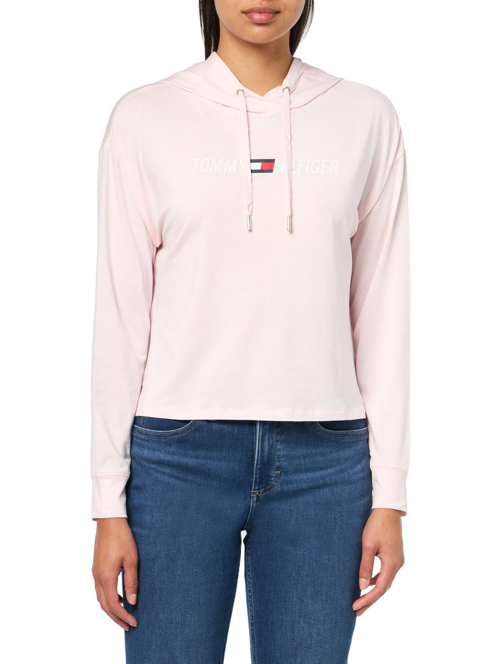 Tommy Hilfiger Womens Plaid Lurex Button Up Shirt Powder Pink Medium