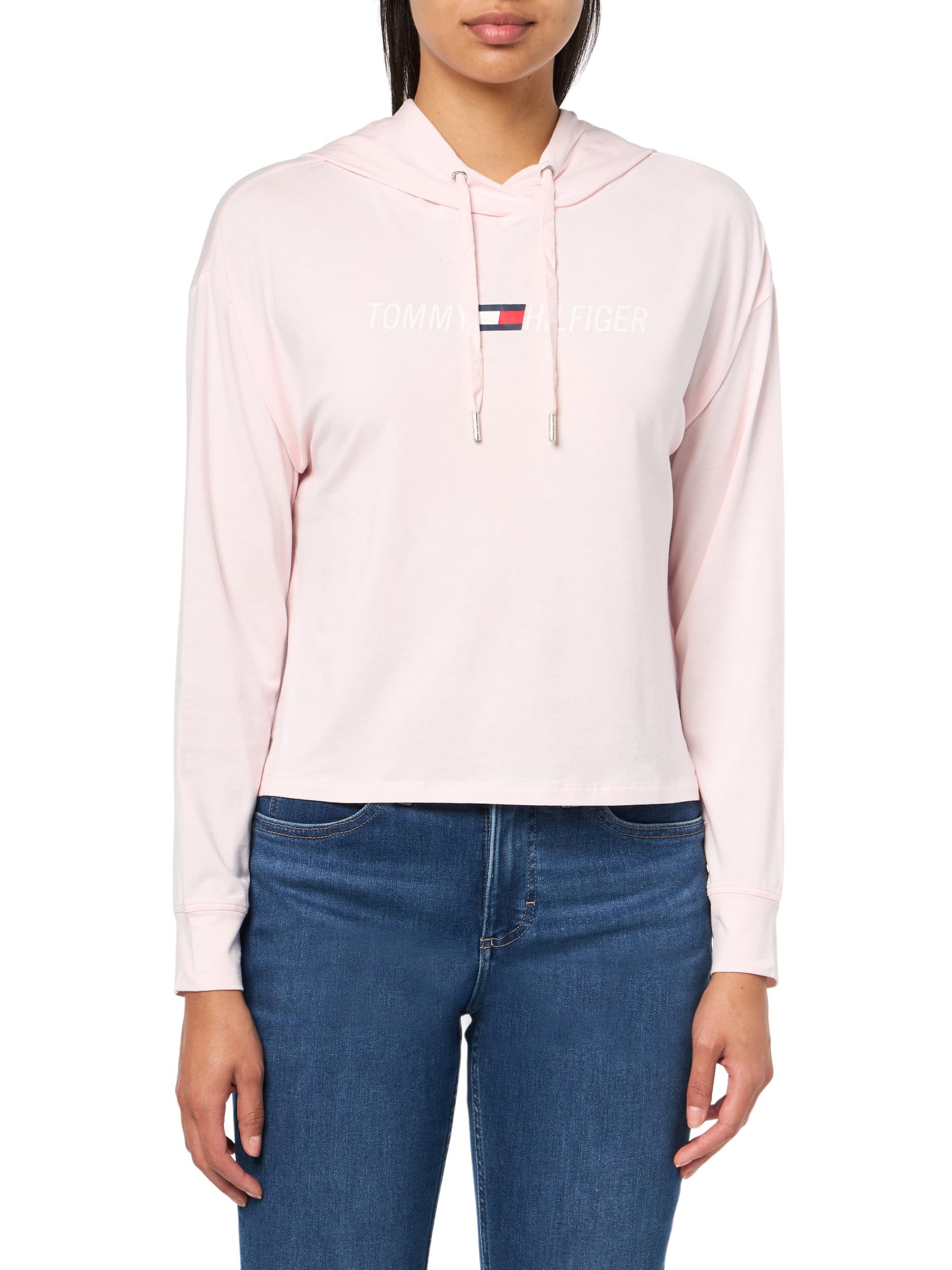 Tommy Hilfiger Womens Plaid Lurex Button Up Shirt Powder Pink Medium