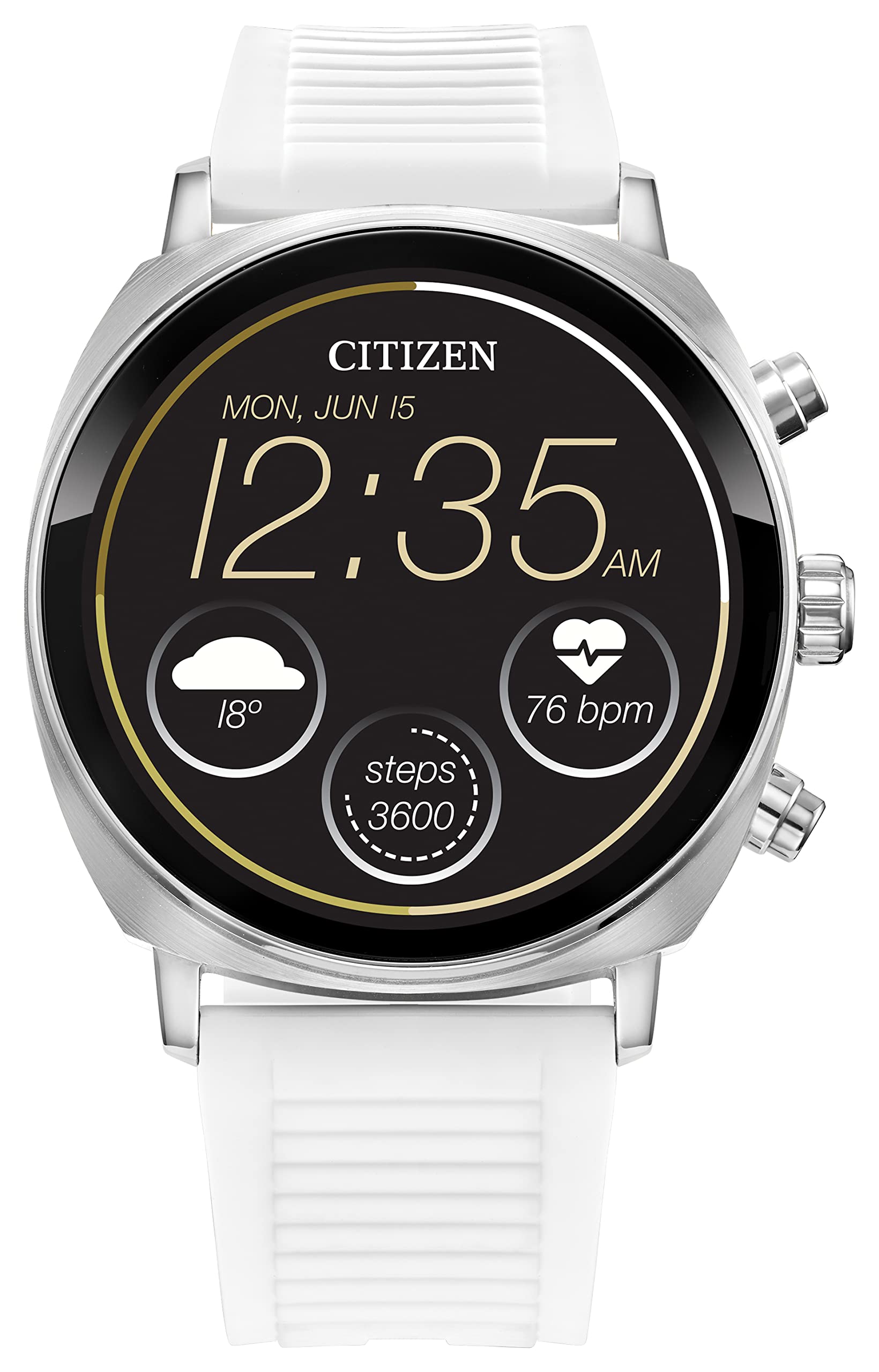 Citizen CZ Smart PQ2 41MM Unisex Smartwatch with YouQ App with IBM Watson® AI and NASA research Wear OS by Google HR GPS Fitness Tracker Amazon Alexa™ iPhone Android Compatible IPX6 Rating