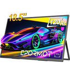 EPORMOT Portable Monitor 18.5 inch 120hz for Laptop FHD 1080P Portable Gaming Monitor w/VESA Kickstand HDR Speakers USB C Mini HDMI for Phones PC Gaming Devices Travel Second Screen for Business