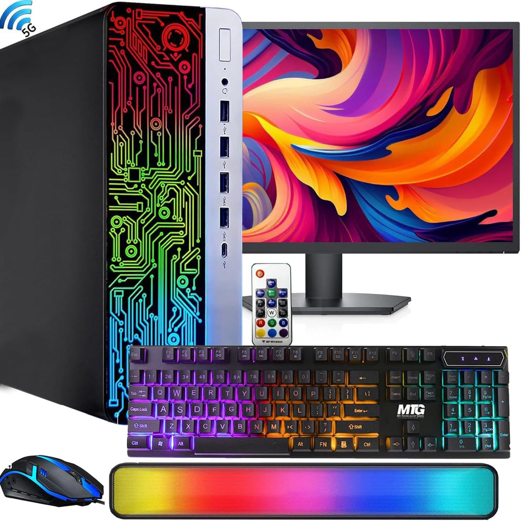 HP ProDesk Desktop RGB Computer PC Intel i5-6th Gen. Quad-Core Processor 16GB DDR4 Ram 1TB SSD 22 Inch Monitor Gaming Keyboard and Mouse Soundbar Built-in WiFi Win 10 Pro (Renewed) 600 G3