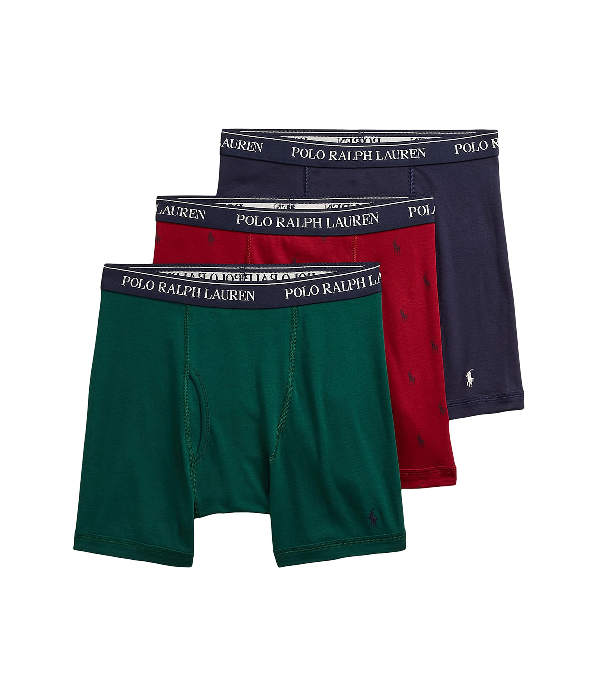 POLO RALPH LAUREN Classic Fit w/Wicking 3-Pack Boxer Briefs Hunter Green/Holiday Red/Cruise Navy Aopp/Cruise Navy XL