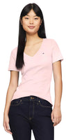Tommy Hilfiger Womens Favorite Regular Fit V-Neck Flag Logo T-Shirt IcyPink XL