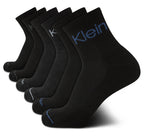 Calvin Klein Mens Socks - Athletic Cushioned High Quarter Cut Socks (6 Pack) Size 7-12 Black Multi