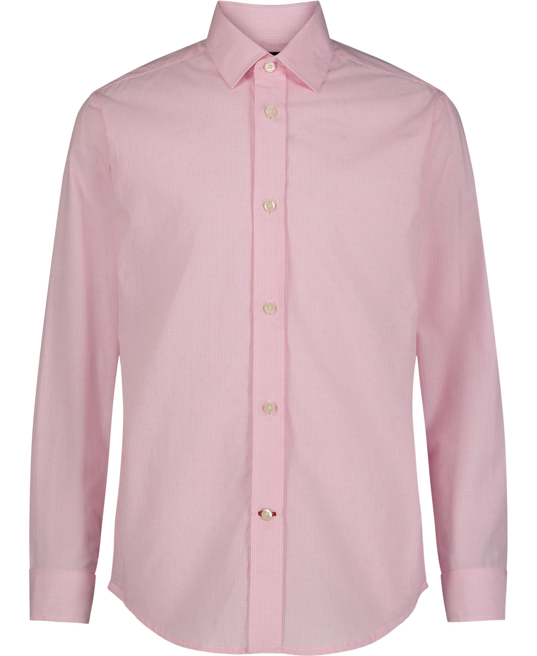 Tommy Hilfiger Boys Long Sleeve Dress Shirt Collared Button-Down with Cuff Sleeves Gingham Light Pink 16