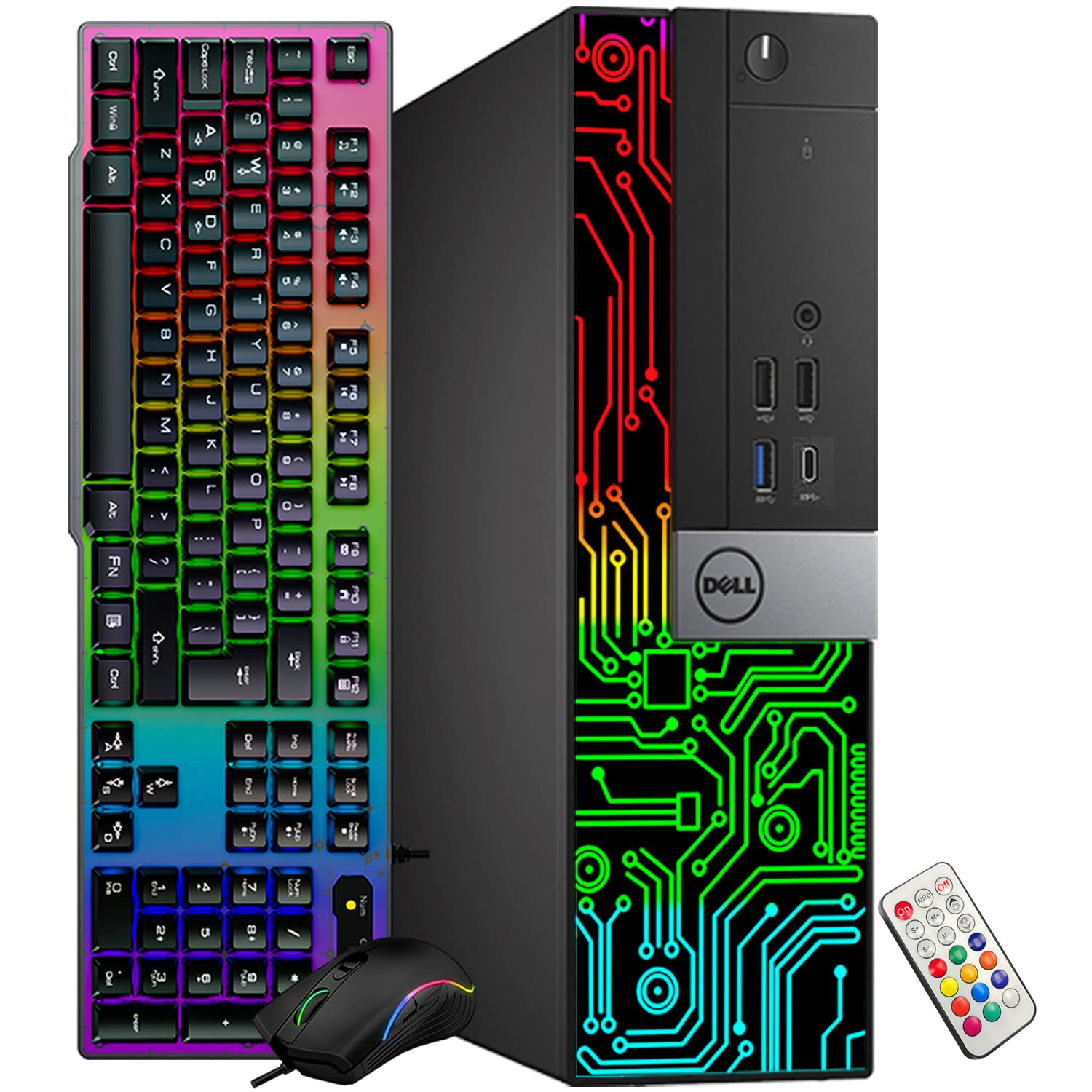 Dell Computer Desktop PC Intel Core i5-6500 16GB RAM 256GB M.2 SSD (Fast Boot) 1TB HDD RGB Gaming Keyboard Mouse WiFi Windows 10 Professional (Renewed)