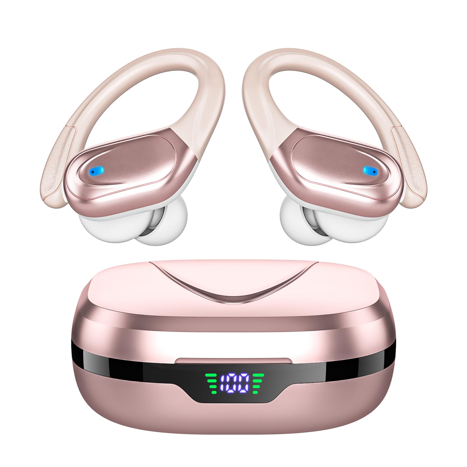Wireless Earbuds Bluetooth Headphones 80hrs Playback Ear Buds Power Display with Noise Canceling Mic Headsets for Sports/Workout/Running