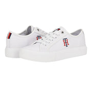 Tommy Hilfiger Womens Alezya Sneaker White Stripe Multi 10