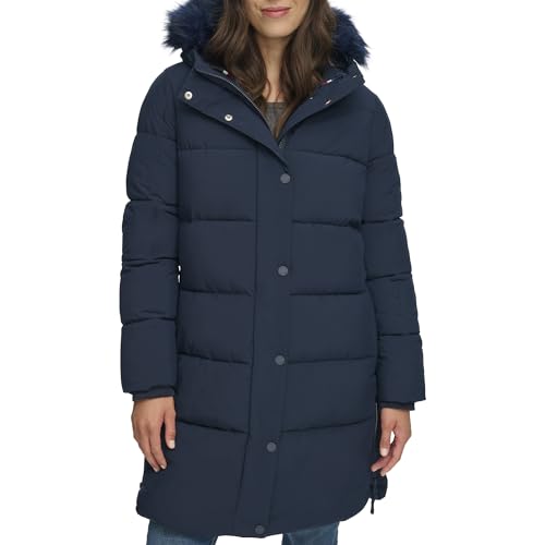 Tommy Hilfiger Zip-Up Long Puffer Coat Navy SM (US 4-6)