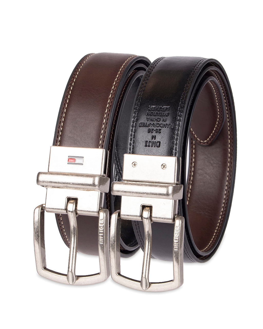 Tommy Hilfiger Boys Reversible Dress Belt Brown/Black Logo Large