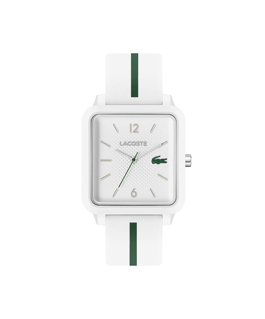 Lacoste 12.12 Studio Mens SS Case Quartz Watch with White Rubber Strap (Model: 2011251)