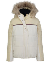 Tommy Hilfiger Girls Short Length Heavyweight Puffer Jacket With Polar Fleece Lining & Faux Fur Hood Egret Expedition 4
