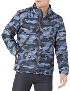 Tommy Hilfiger Mens Real Down Insulated Packable Puffer Jacket Blue Camo Small